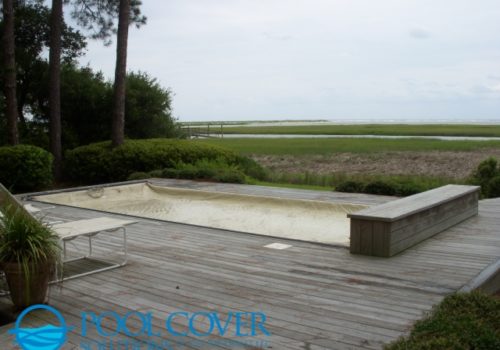 Charleston SC Manual Pool Cover with Wood Bench (2)