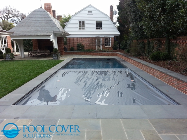 Charleston, SC Safety Pool Cover Travertine Pool Deck