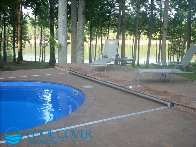 Lake Murray SC Winter Pool Covers Stone Deck Landscaped
