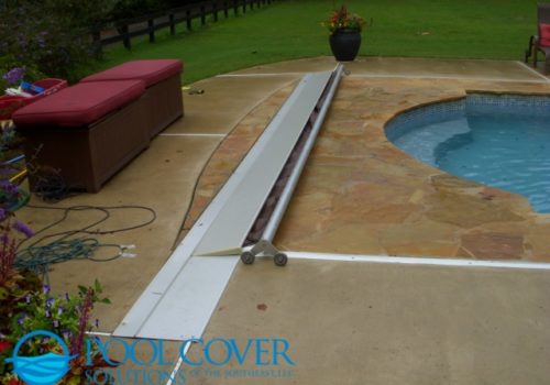 Mt Pleasant SC Automatic Pool Cover System with Stone and Concrete Decking