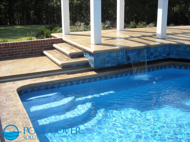 Mt. Pleasant SC Safety Cover System Pool with raised wall and water features
