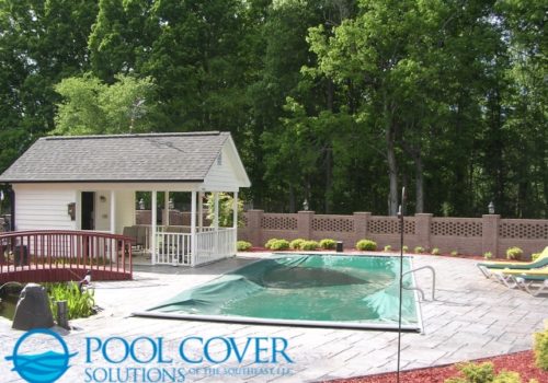 Myrtle Beach SC Safety Winter Cover on Free Form Fiberglass Pool