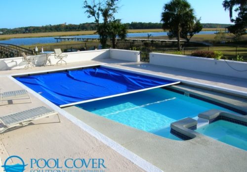 Pawleys Island Sc Custom Automatic Cover On Dual Level Pool Deck Pool Cover Solutions