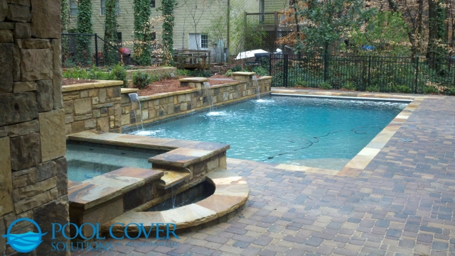 Greenville SC Winter Pool Cover with spill over spa