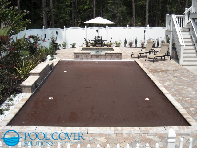 Murrells Inlet SC Automatic Pool Cover with sun deck and water features