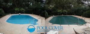 Nexton SC Loop Loc winter mesh pool cover with hand rails