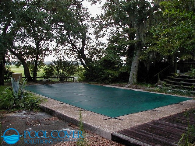 Pool with Winter Mesh Cover